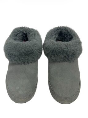 Sorel Coffee Run Slippers Quarry Gray Suede, Faux Fir Women’s 8 NL3692-053